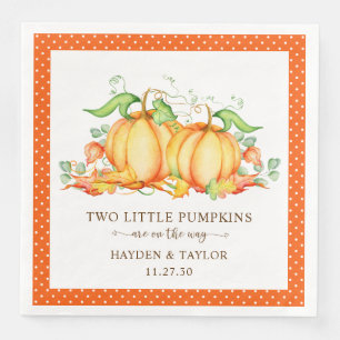 Two Little Pumpkins Twin Baby Shower Napkin