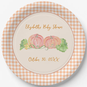 Two Little Pumpkins Twins Autumn Baby Shower Paper Plate