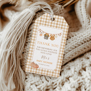 Two Little Pumpkins Twins Baby Shower Thank You Gift Tags
