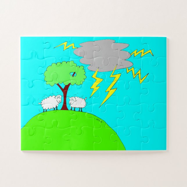 Two Little Sheep Under a Cloud Jigsaw Puzzle (Horizontal)