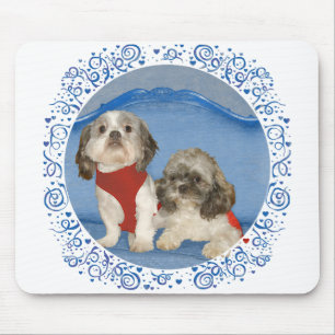 Two Little Shih Tzu Rescue Doggies Mouse Mat