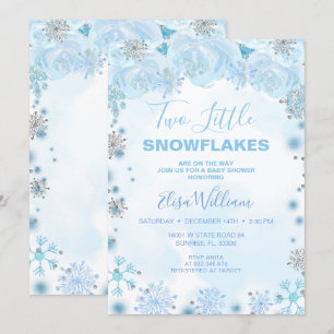 Two little Snowflakes are on the way Baby Shower Invitation
