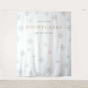 Two Little Snowflakes Baby Shower Backdrop Tapestry
