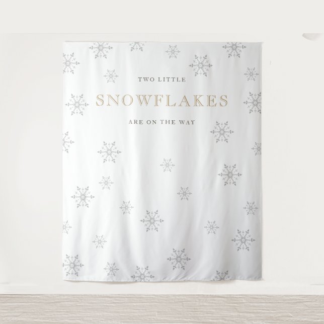 Two Little Snowflakes Baby Shower Backdrop Tapestry (Front)