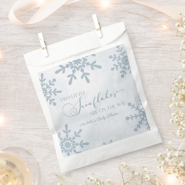 Two Little Snowflakes Winter Twins Baby Shower Favour Bags (Clipped)
