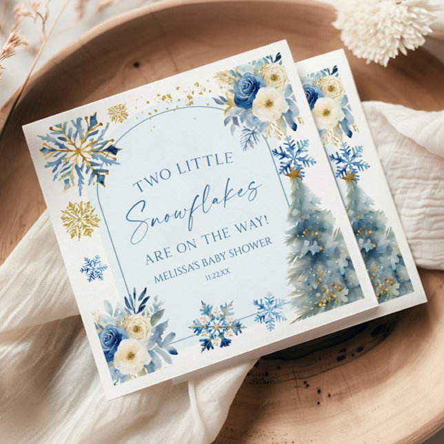Two Little Snowflakes Winter Twins Baby Shower  Napkin (Creator Uploaded)