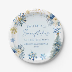 Two Little Snowflakes Winter Twins Baby Shower  Paper Plate