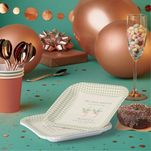 Two Little Sprouts are  on the Way Baby Shower  Paper Plate (Multi)