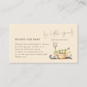 Two Little Sprouts Twins Books for Baby Shower Enclosure Card