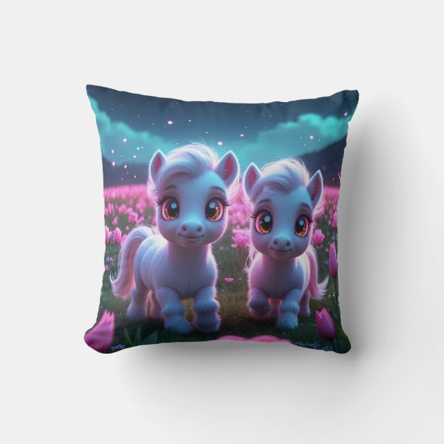 Two little sweet ponies cushion (Front)