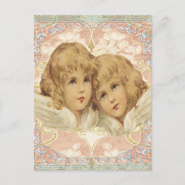 Two Little Vintage Angels Postcard (Front)
