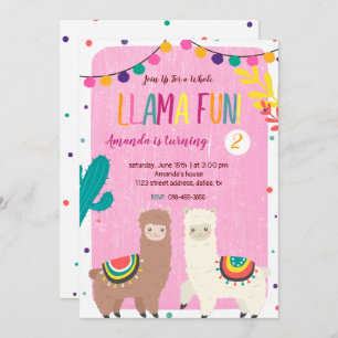 Two Llamas Birthday Invitation