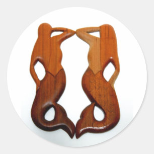 two lookout mermaids classic round sticker