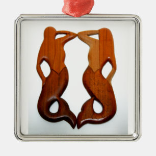 two lookout mermaids metal tree decoration