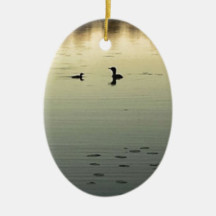 Two loons ceramic tree decoration
