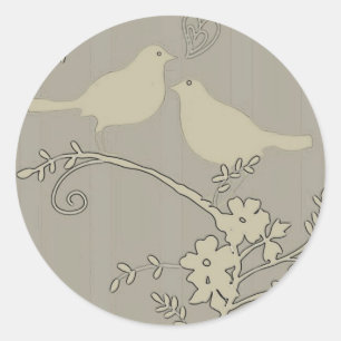 Two Love Birds ~ Classic Round Sticker