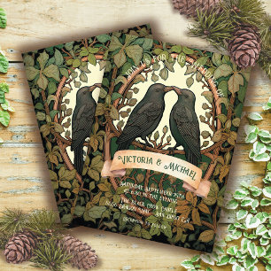 Two Love Birds Folk Art Wedding Invitation