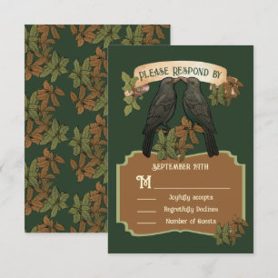 Two Love Birds Folk Art Wedding RSVP Invitation