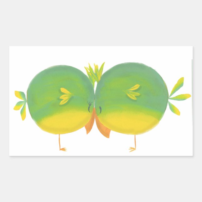 Two Love Birds Rectangular Sticker (Front)