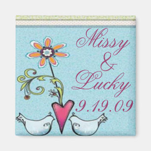 Two Lovebirds Save the Date Magnet