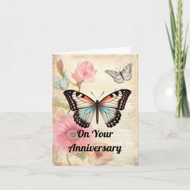Two Lovely Butterflies Anniversary Greeting Card (Front)