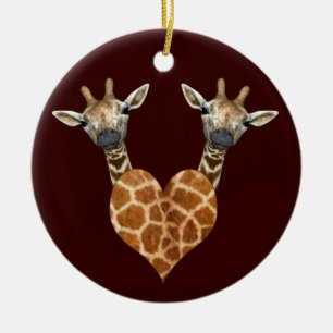Two Lovely Giraffes Ceramic Tree Decoration