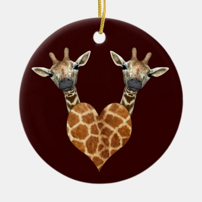 Two Lovely Giraffes Ceramic Tree Decoration (Front)