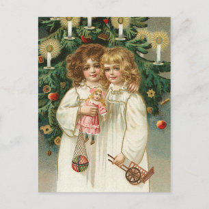 Two Lovely Girls Holiday Postcard