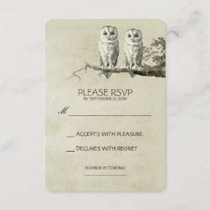 TWO LOVELY OWLS RUSTIC WOODLAND RSVP CARDS