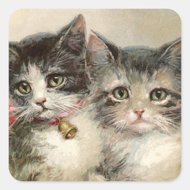 Two lovely Victorian kittens Square Sticker (Front)