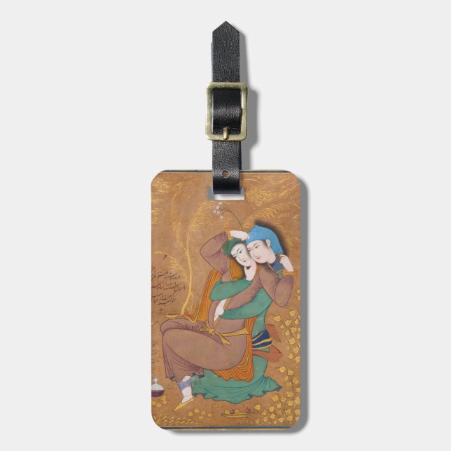 Two Lovers by Reza Abbasi (1630) Luggage Tag (Front Vertical)