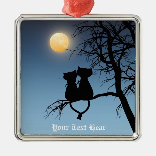 Two Lovers Cat Premium Square Ornament (Front)