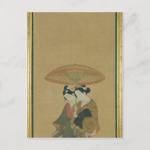 Two Lovers under an Umbrella Postcard