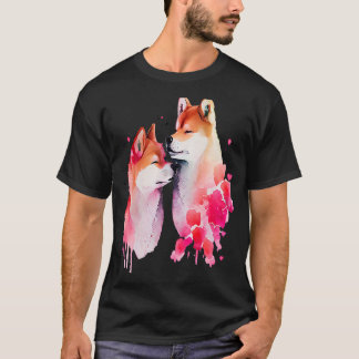 Two Loving Shiba Inus In Love Heart Valentine's Sh T-Shirt