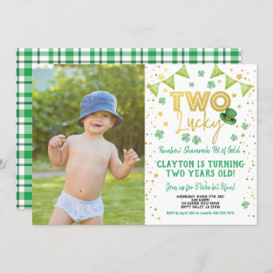 Two Lucky Second Birthday St Patrick's Day Photo Invitation