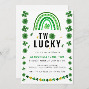 Two Lucky Shamrock Birthday Party Invitation