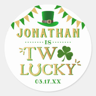 Two Lucky St. Patrick's Day 2nd Birthday Classic Round Sticker
