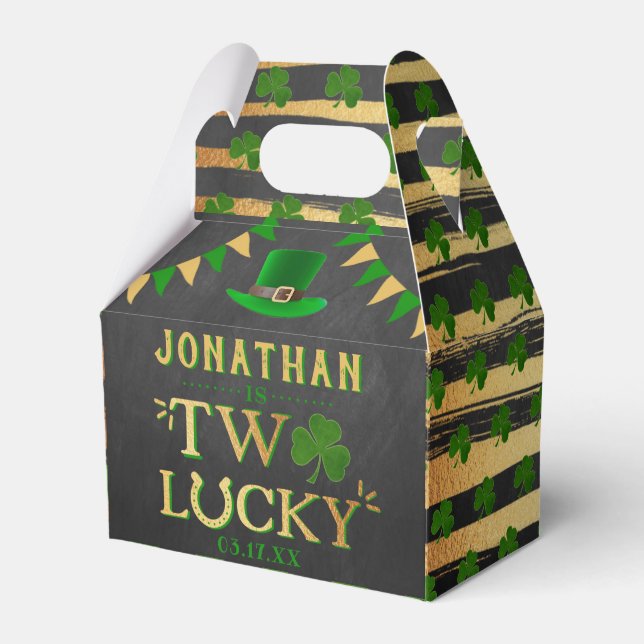 Two Lucky St. Patrick's Day 2nd Birthday Favour Box (Front Side)