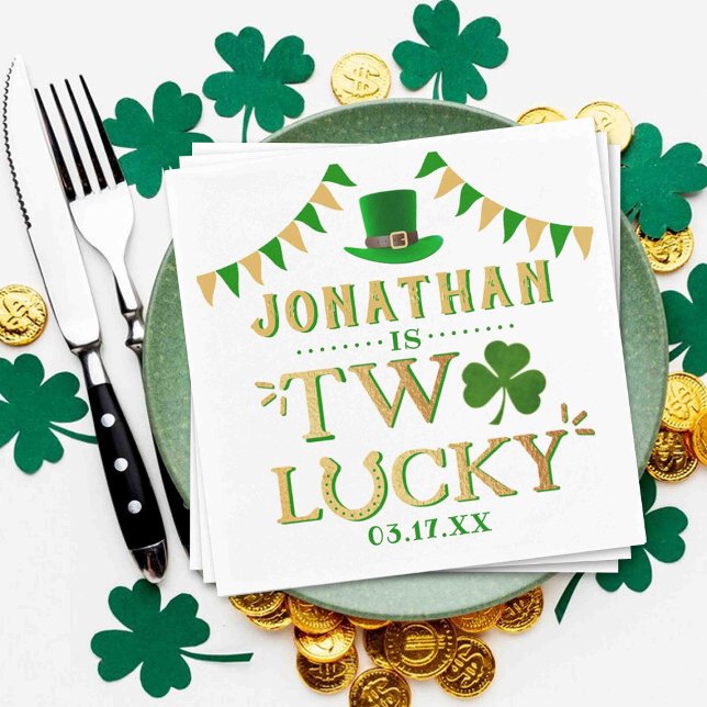Two Lucky St. Patrick's Day 2nd Birthday Napkin (Creator Uploaded)
