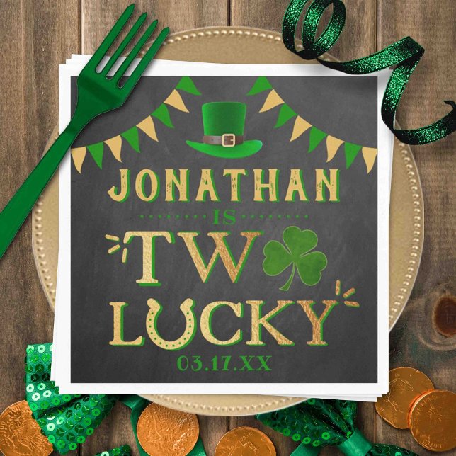Two Lucky St. Patrick's Day 2nd Birthday Napkin (Creator Uploaded)