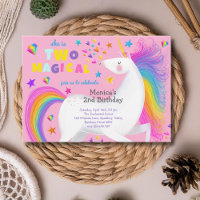 Two magical rainbow candy unicorn second birthday