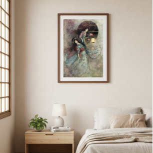 Two Maidens and Lantern by Warwick Goble  Poster