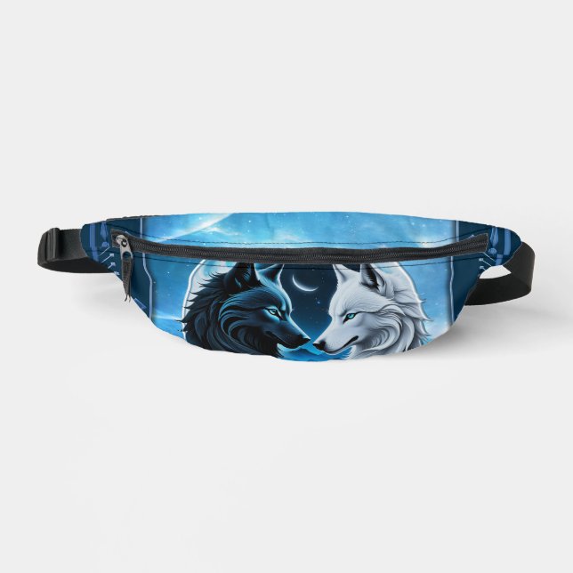 Two majestic wolf heads bum bags (Front)