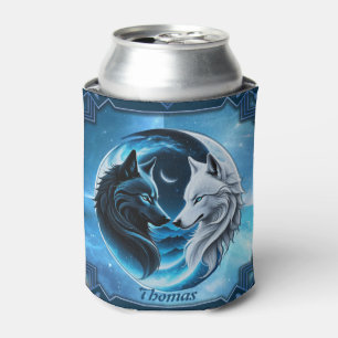 Two majestic wolf heads can cooler