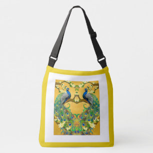 Two Male Indian Blue Peacocks Crossbody Bag