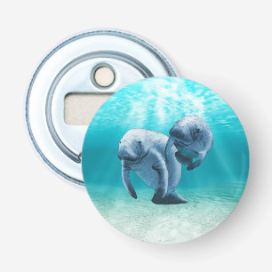 Two Manatees Swimming Bottle Opener