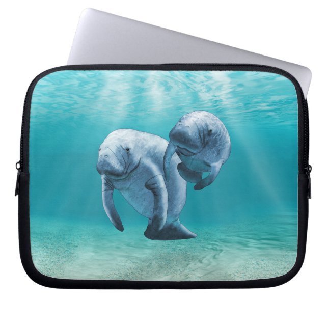 Two Manatees Swimming Laptop Sleeve (Front)