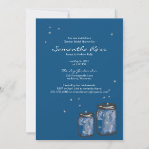 Two Mason Jars & Fireflies Bridal Shower Invitation