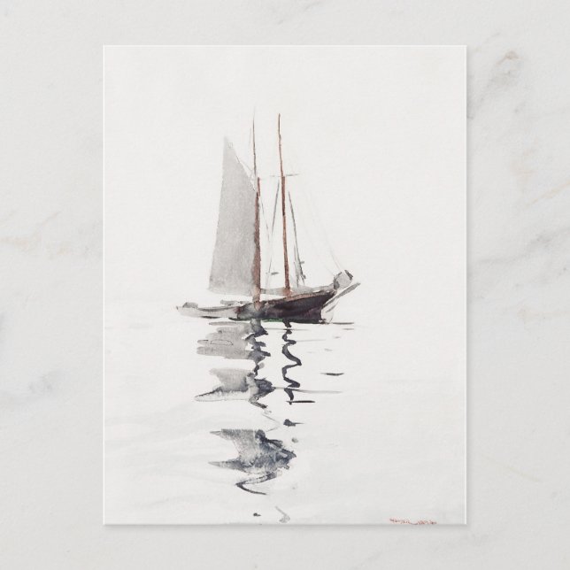 Two–masted Schooner with Dory (1894)  Postcard (Front)