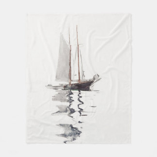 Two-masted Schooner with Dory by Winslow Homer Fleece Blanket
